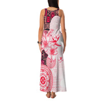 Fiji Family Matching Tank Maxi Dress and Hawaiian Shirt Masi Tapa Pattern Red LT05 - Polynesian Pride