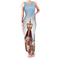 Guam Patroness Family Matching Tank Maxi Dress and Hawaiian Shirt The Legend Santa Marian Kamalen