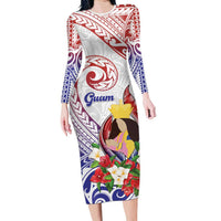 Happy Guam Santa Marian Kamalen Day Long Sleeve Bodycon Dress
