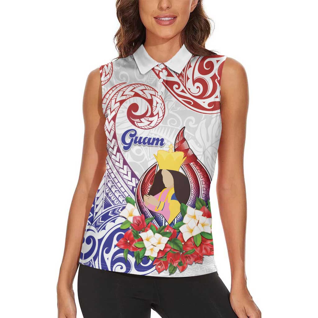 Happy Guam Santa Marian Kamalen Day Women Sleeveless Polo Shirt