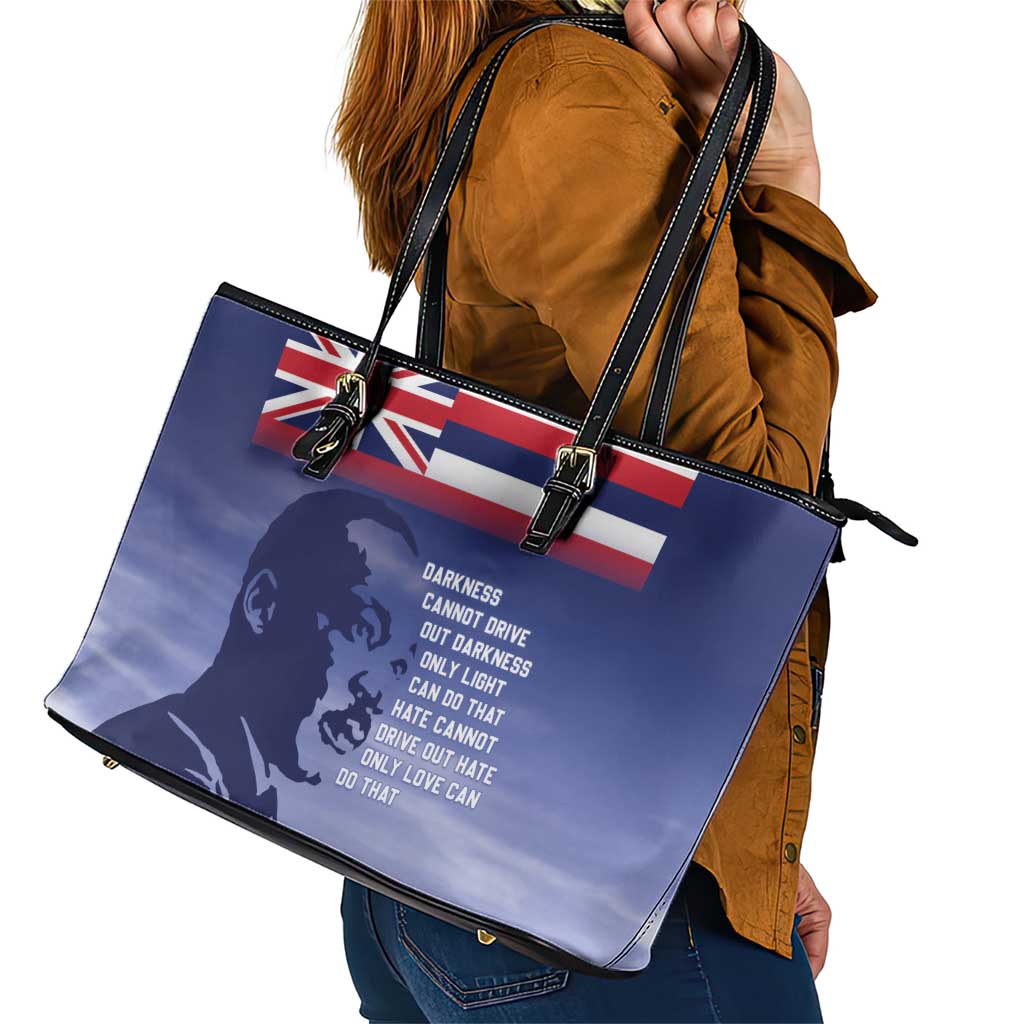Hawaii MLK Day Leather Tote Bag