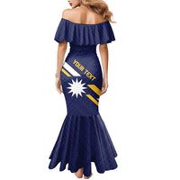 Personalised Happy Nauru Independence Day Family Matching Mermaid Dress and Hawaiian Shirt Polynesian Pattern