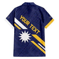 Personalised Happy Nauru Independence Day Family Matching Off Shoulder Short Dress and Hawaiian Shirt Polynesian Pattern