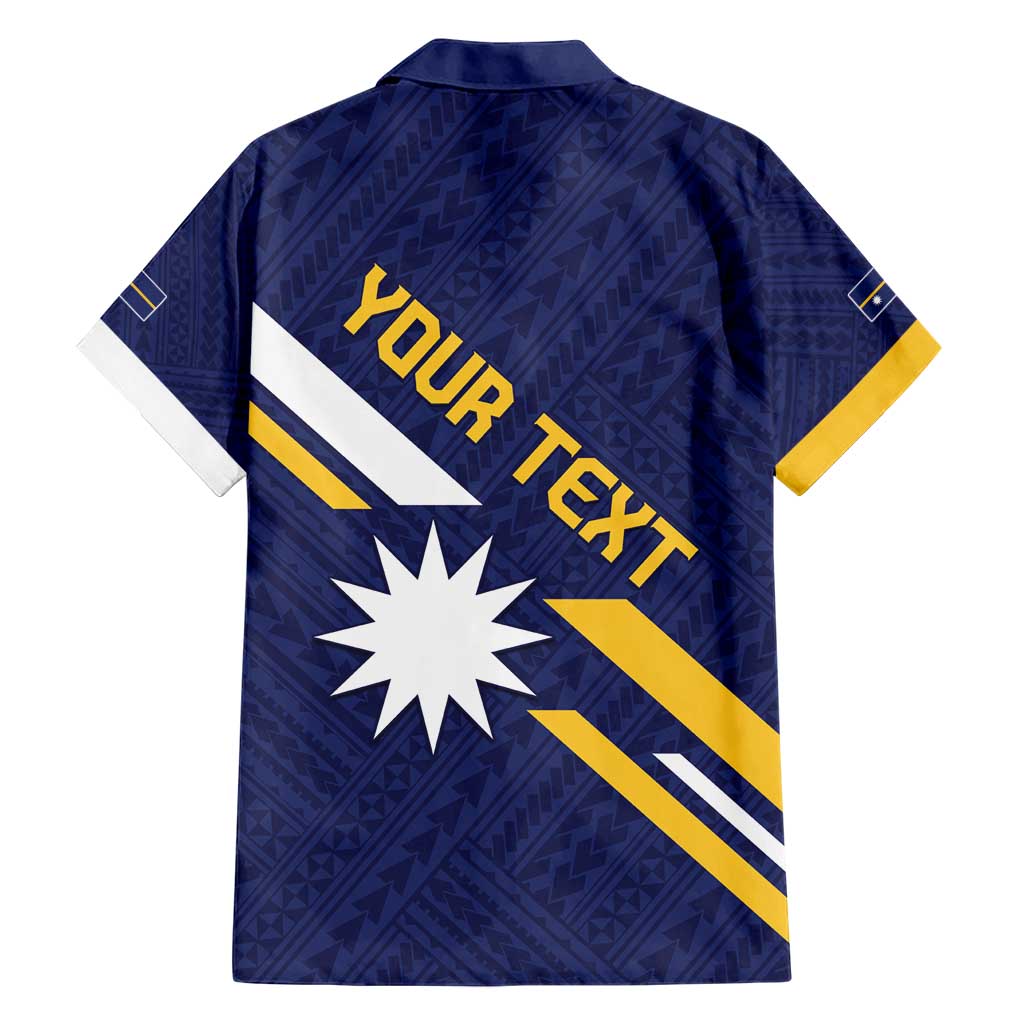 Personalised Happy Nauru Independence Day Family Matching Short Sleeve Bodycon Dress and Hawaiian Shirt Polynesian Pattern