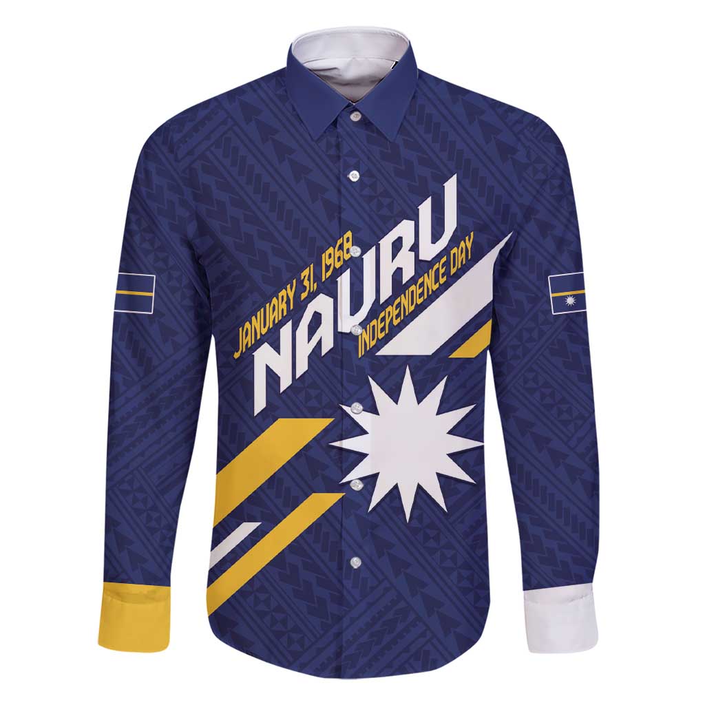 Personalised Happy Nauru Independence Day Family Matching Short Sleeve Bodycon Dress and Hawaiian Shirt Polynesian Pattern