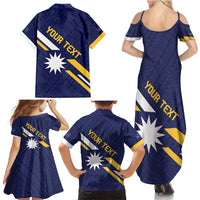 Personalised Happy Nauru Independence Day Family Matching Summer Maxi Dress and Hawaiian Shirt Polynesian Pattern