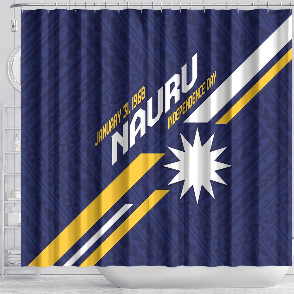 Happy Nauru Independence Day Shower Curtain Polynesian Pattern