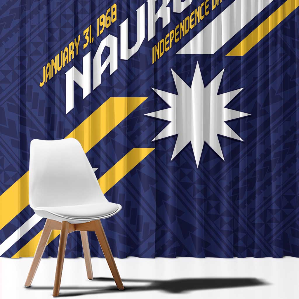 Happy Nauru Independence Day Window Curtain Polynesian Pattern