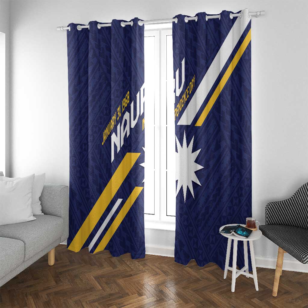 Happy Nauru Independence Day Window Curtain Polynesian Pattern