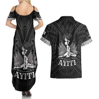 Haiti 1804 Couples Matching Summer Maxi Dress and Hawaiian Shirt Polynesian Silver Neg Maron