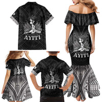 Haiti 1804 Family Matching Mermaid Dress and Hawaiian Shirt Polynesian Silver Neg Maron