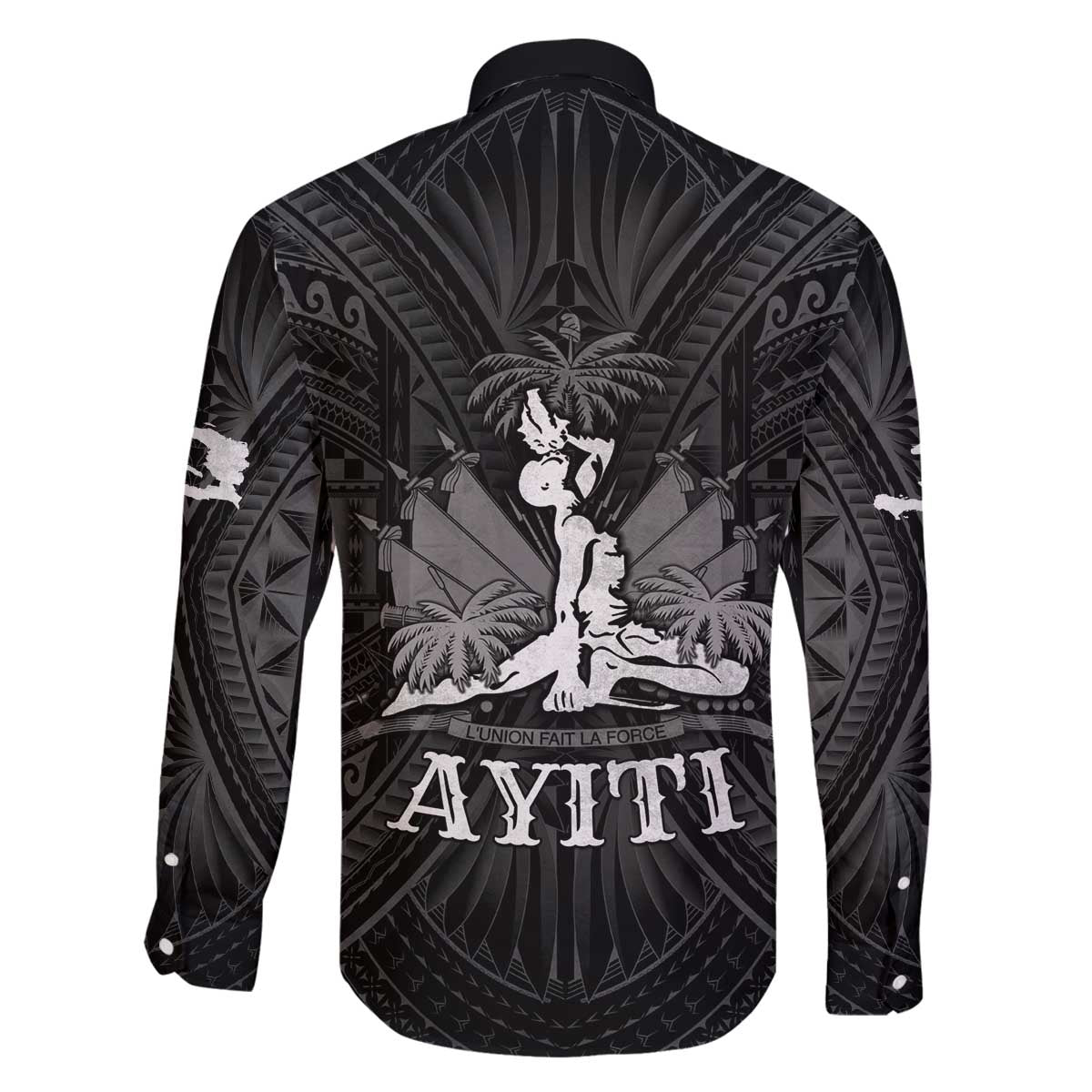 Haiti 1804 Family Matching Off The Shoulder Long Sleeve Dress and Hawaiian Shirt Polynesian Silver Neg Maron