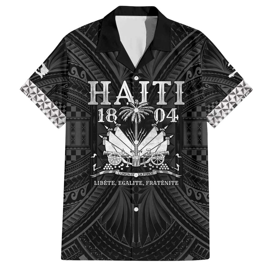Haiti 1804 Family Matching Short Sleeve Bodycon Dress and Hawaiian Shirt Polynesian Silver Neg Maron