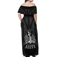Haiti 1804 Off Shoulder Maxi Dress Polynesian Silver Neg Maron