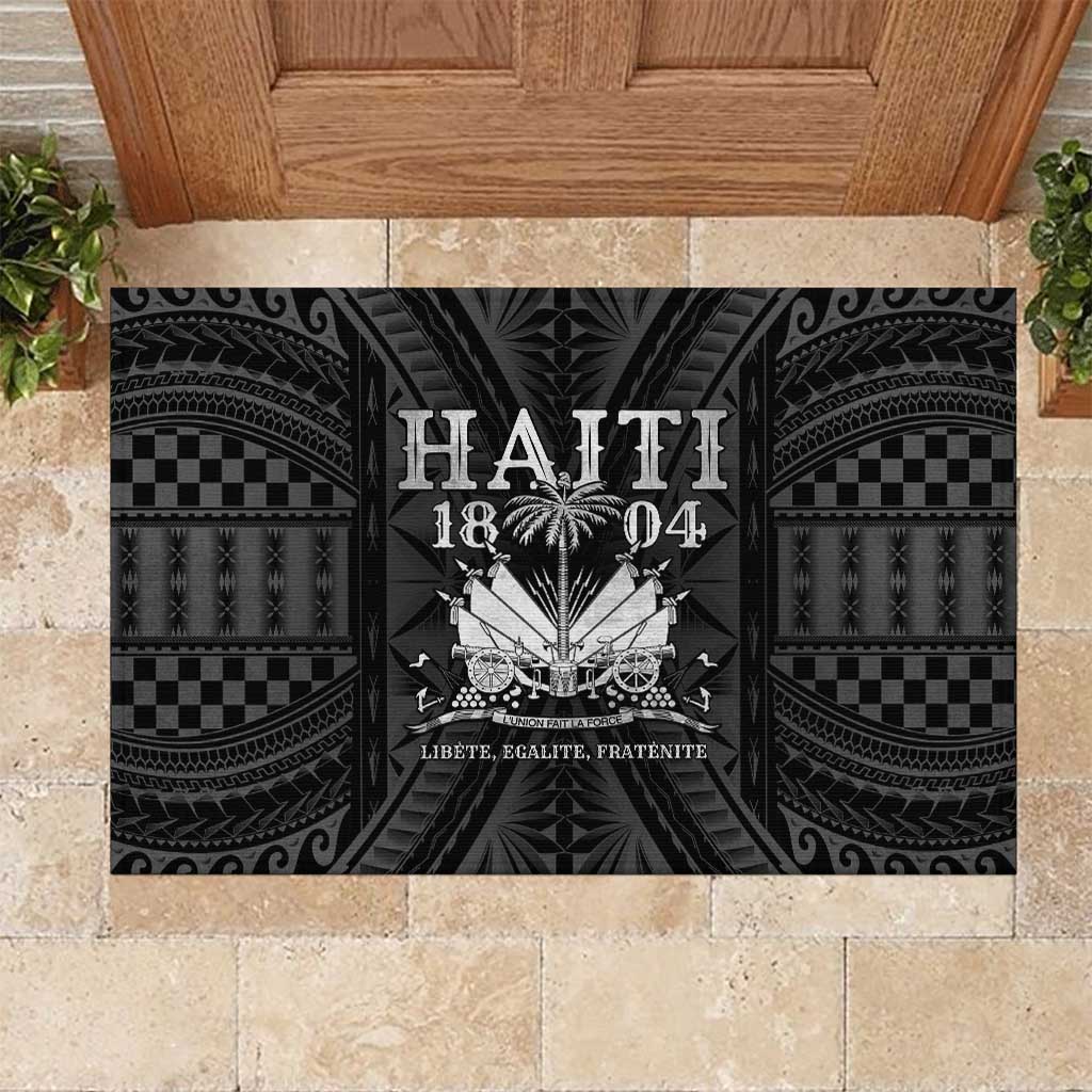 Haiti 1804 Rubber Doormat Polynesian Silver Neg Maron LT05 Silver - Polynesian Pride