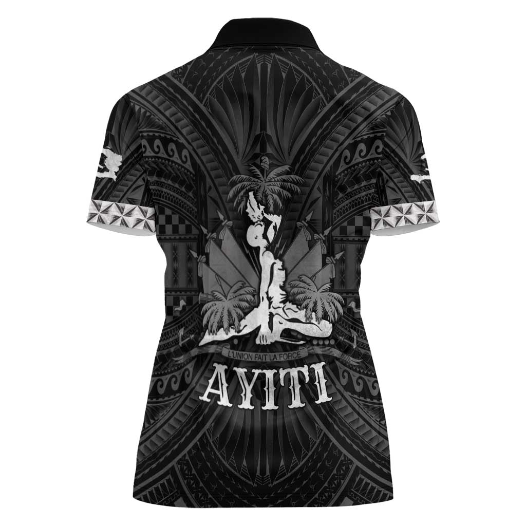 Haiti 1804 Women Polo Shirt Polynesian Silver Neg Maron