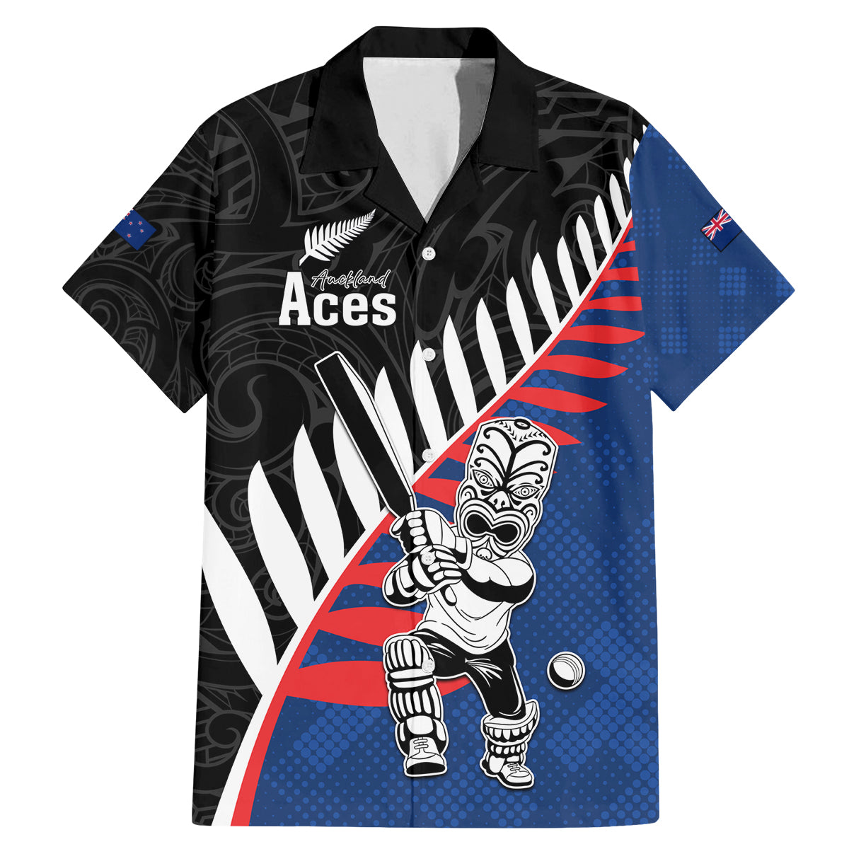 Custom New Zealand Auckland Cricket Family Matching Mermaid Dress and Hawaiian Shirt With Maori Pattern