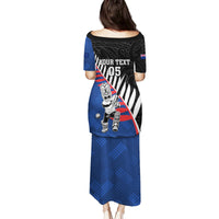 Custom New Zealand Auckland Cricket Family Matching Puletasi and Hawaiian Shirt With Maori Pattern