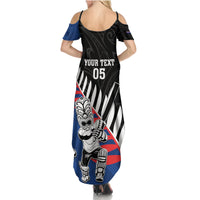 Custom New Zealand Auckland Cricket Family Matching Summer Maxi Dress and Hawaiian Shirt With Maori Pattern