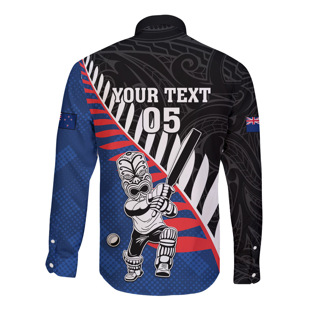 Custom New Zealand Auckland Cricket Long Sleeve Button Shirt With Maori Pattern LT05 - Polynesian Pride