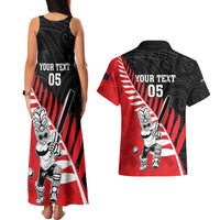 Custom New Zealand Canterbury Cricket Couples Matching Tank Maxi Dress and Hawaiian Shirt With Maori Pattern LT05 - Polynesian Pride