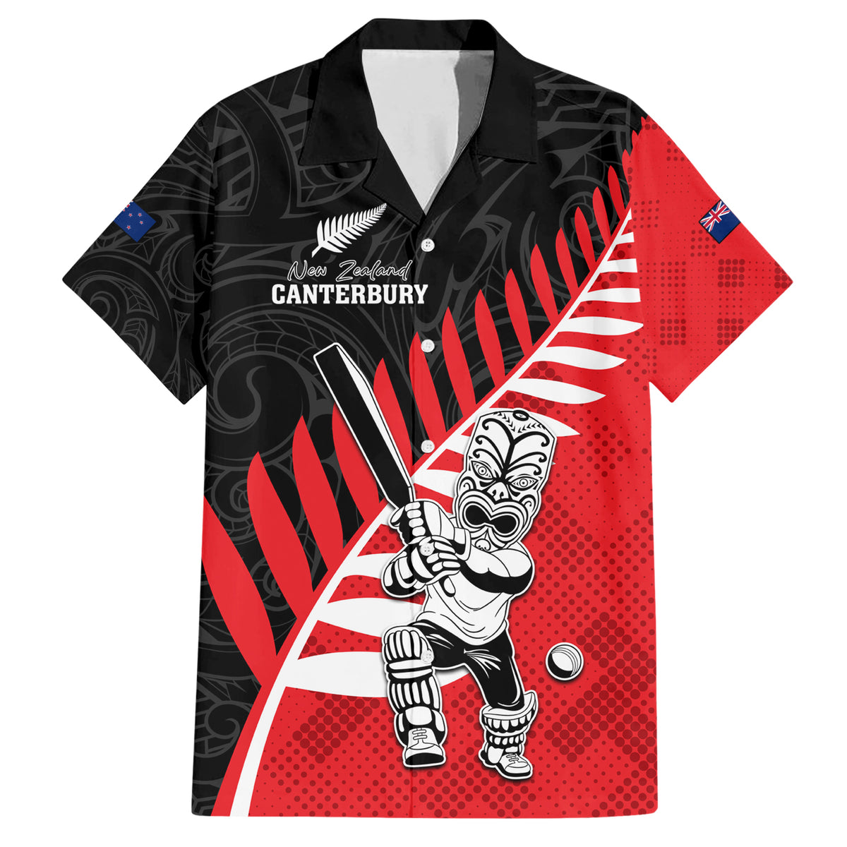 Custom New Zealand Canterbury Cricket Family Matching Short Sleeve Bodycon Dress and Hawaiian Shirt With Maori Pattern
