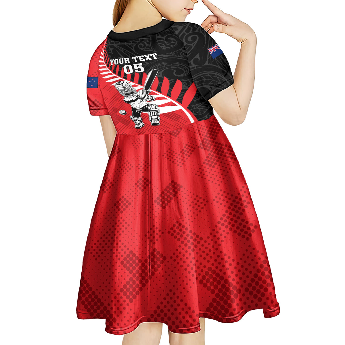 Custom New Zealand Canterbury Cricket Kid Short Sleeve Dress With Maori Pattern
