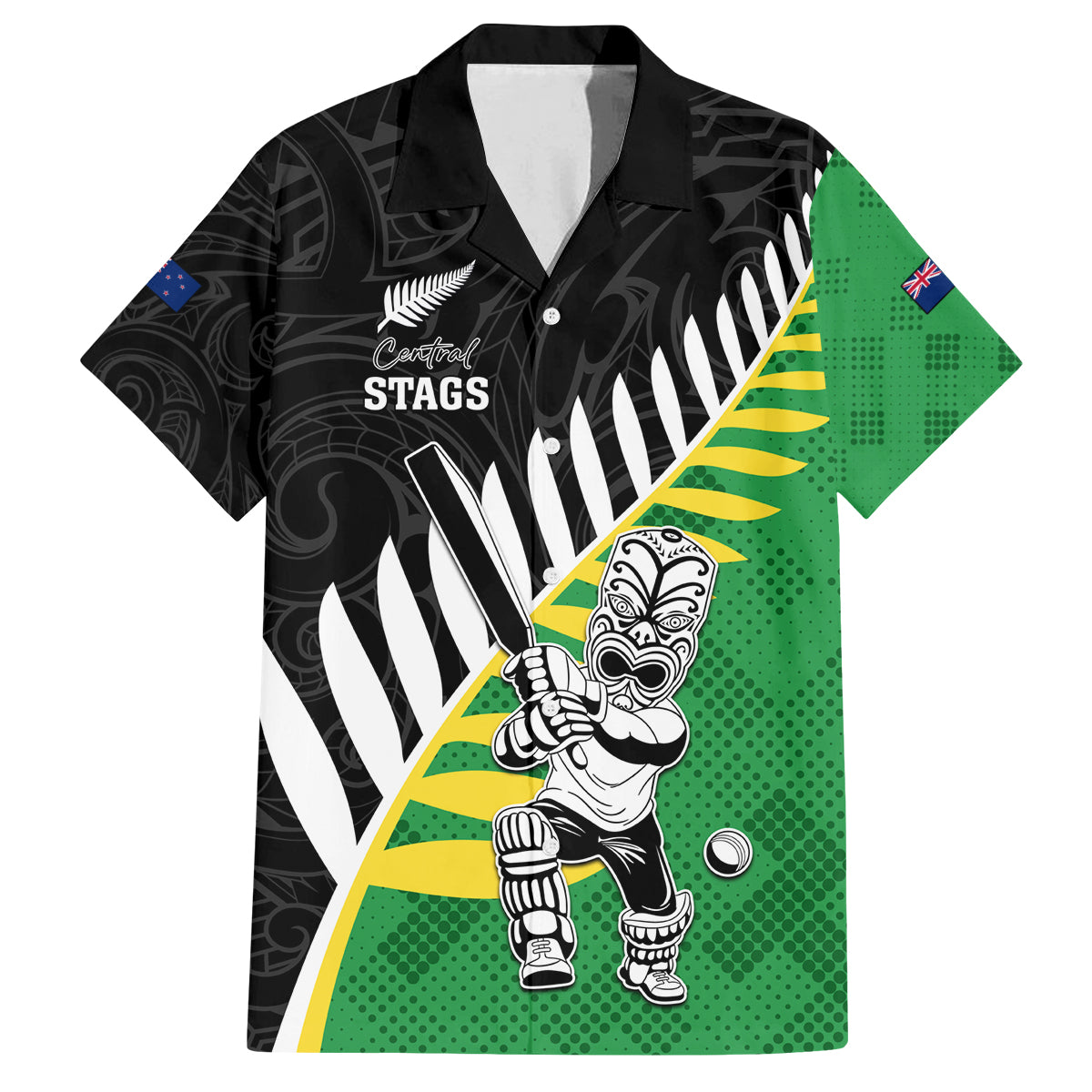 Custom New Zealand Central Districts Cricket Family Matching Off Shoulder Maxi Dress and Hawaiian Shirt With Maori Pattern