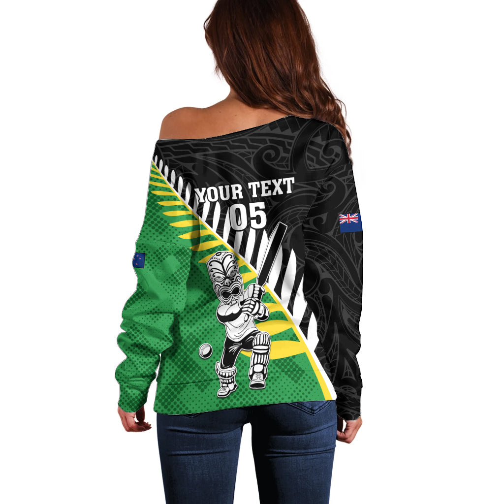 Custom New Zealand Central Districts Cricket Off Shoulder Sweater With Maori Pattern LT05 - Polynesian Pride