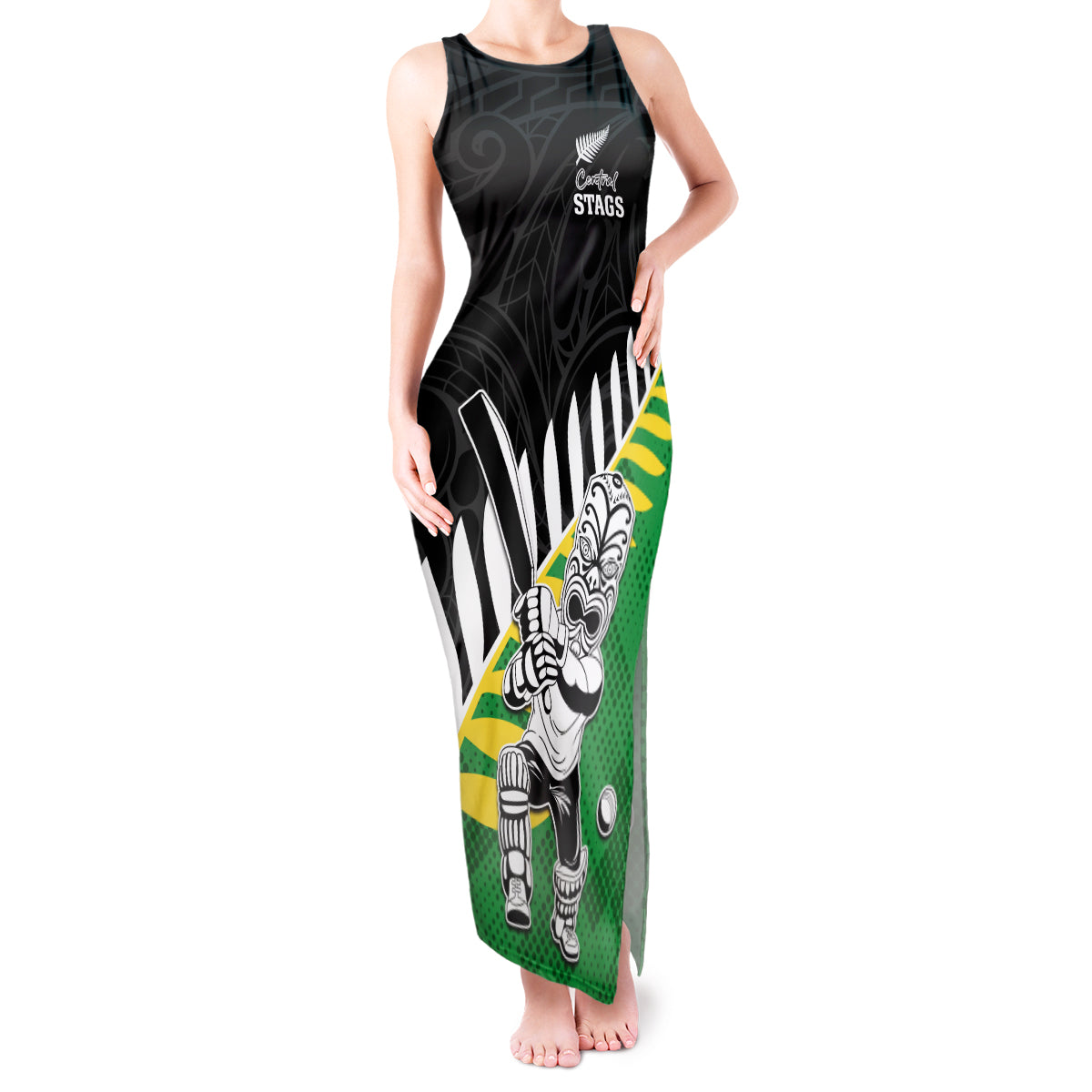 Custom New Zealand Central Districts Cricket Tank Maxi Dress With Maori Pattern
