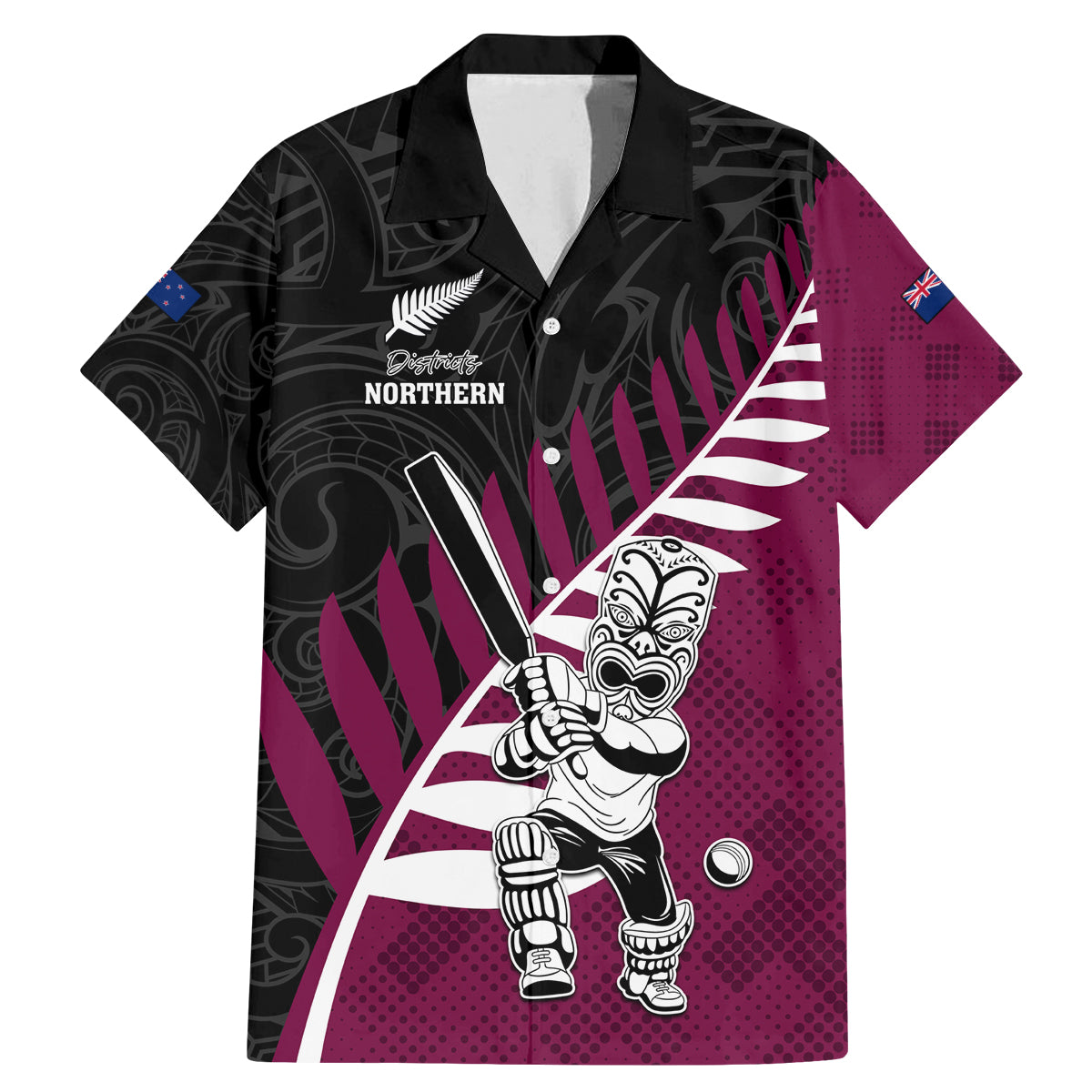 Custom New Zealand Northern Districts Cricket Family Matching Mermaid Dress and Hawaiian Shirt With Maori Pattern