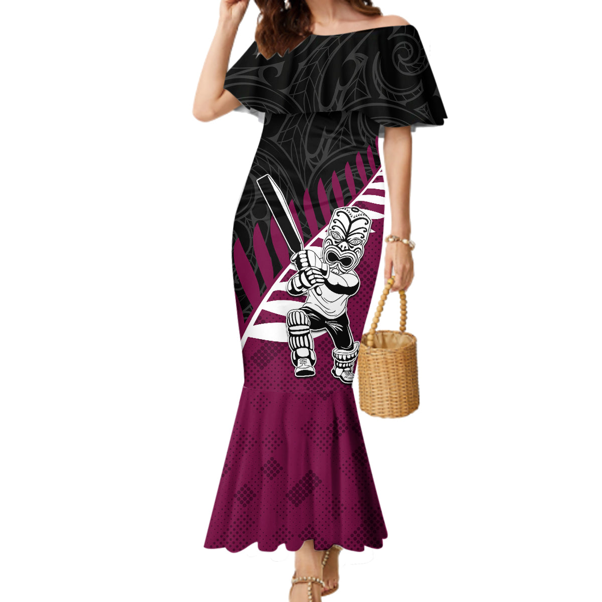 Custom New Zealand Northern Districts Cricket Family Matching Mermaid Dress and Hawaiian Shirt With Maori Pattern