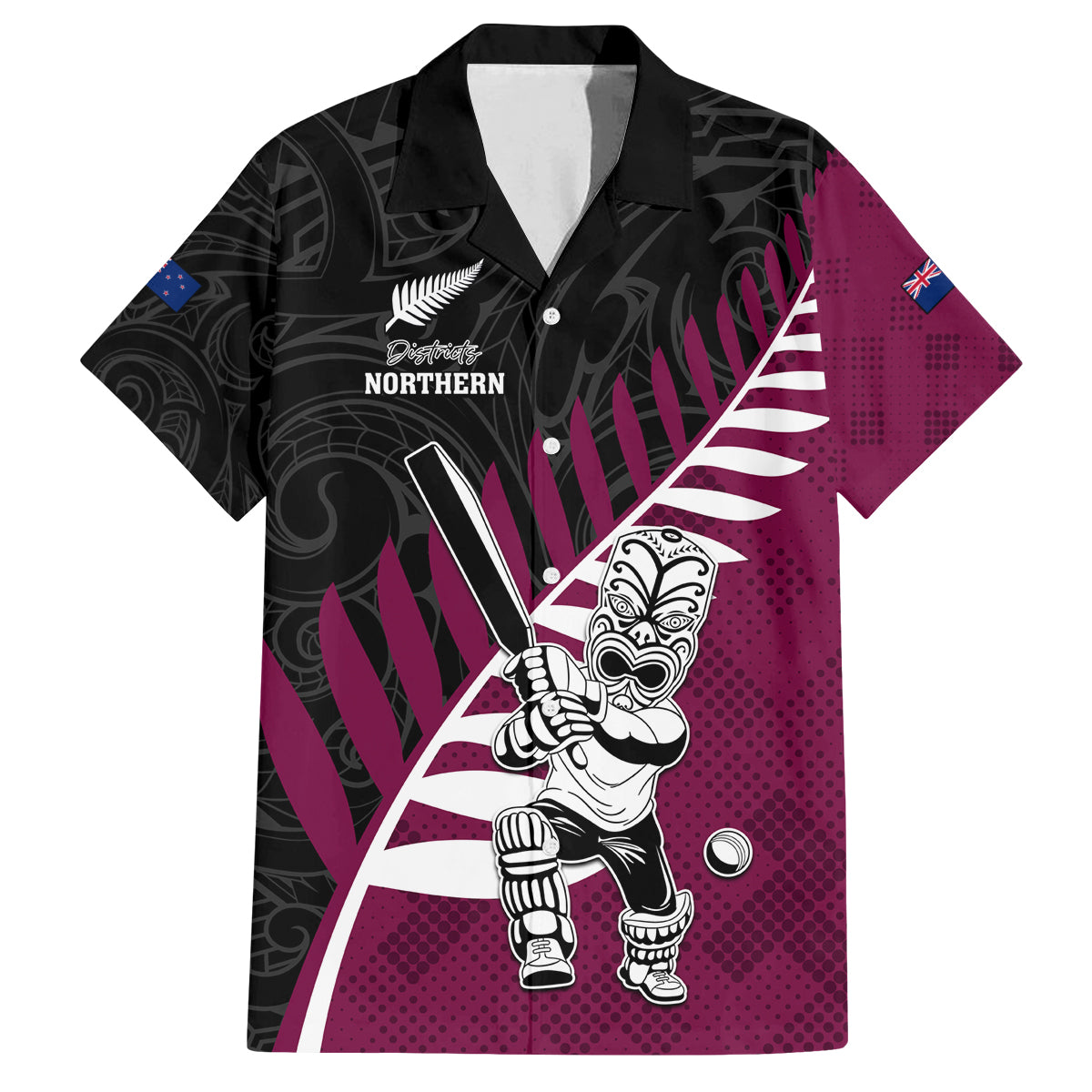 Custom New Zealand Northern Districts Cricket Family Matching Puletasi and Hawaiian Shirt With Maori Pattern
