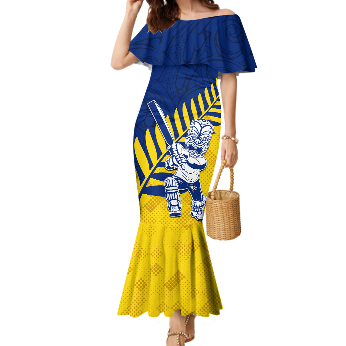 Custom New Zealand Otago Cricket Family Matching Mermaid Dress and Hawaiian Shirt With Maori Pattern