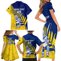 Custom New Zealand Otago Cricket Family Matching Short Sleeve Bodycon Dress and Hawaiian Shirt With Maori Pattern