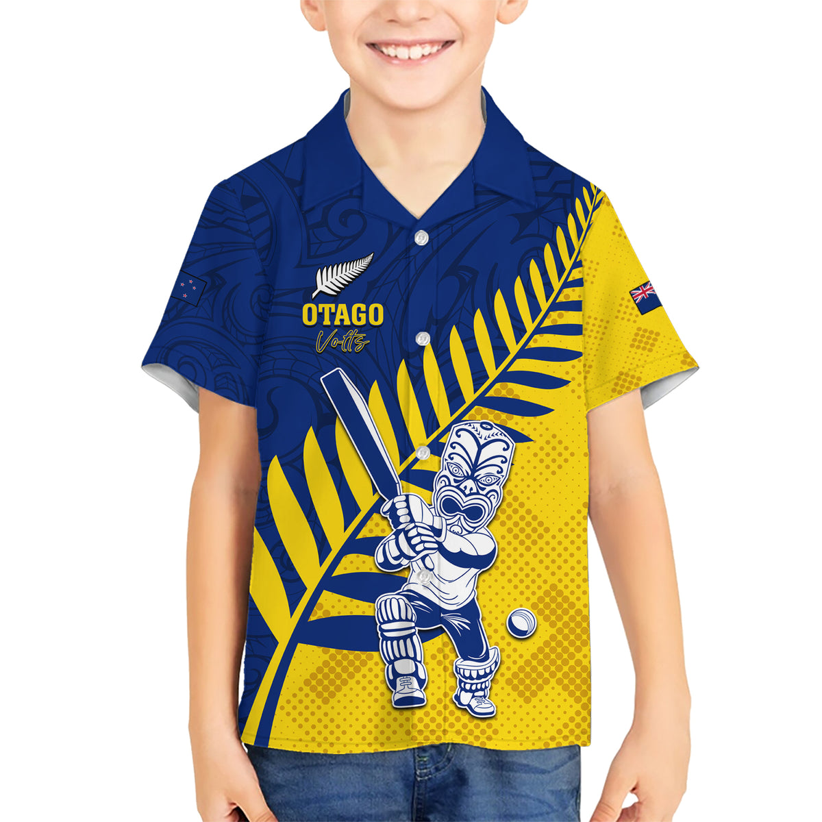 Custom New Zealand Otago Cricket Family Matching Short Sleeve Bodycon Dress and Hawaiian Shirt With Maori Pattern