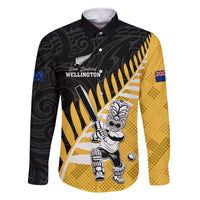 Custom New Zealand Wellington Cricket Family Matching Long Sleeve Bodycon Dress and Hawaiian Shirt With Maori Pattern