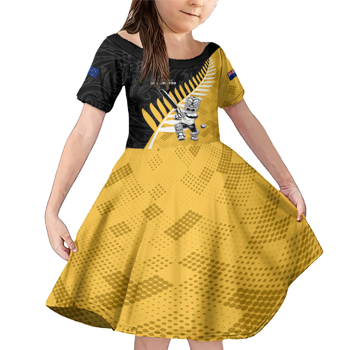 Custom New Zealand Wellington Cricket Family Matching Mermaid Dress and Hawaiian Shirt With Maori Pattern