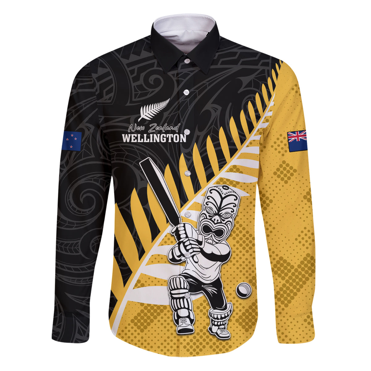 Custom New Zealand Wellington Cricket Family Matching Puletasi and Hawaiian Shirt With Maori Pattern