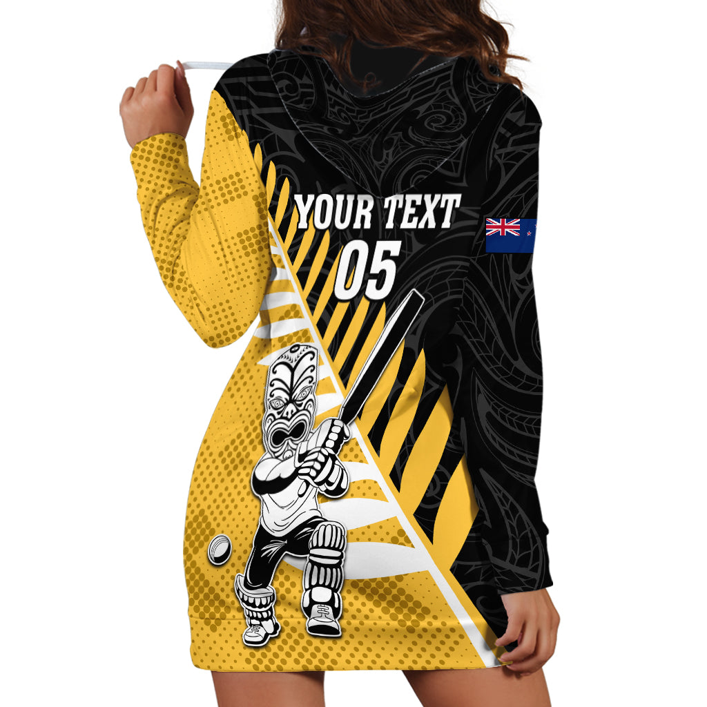 Custom New Zealand Wellington Cricket Hoodie Dress With Maori Pattern