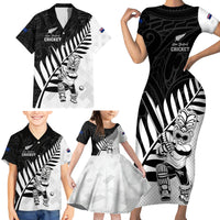 Custom New Zealand Cricket Family Matching Short Sleeve Bodycon Dress and Hawaiian Shirt With Maori Pattern