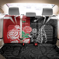 New Zealand And England Rugby Back Car Seat Cover Maori Tiki With Red Rose Together