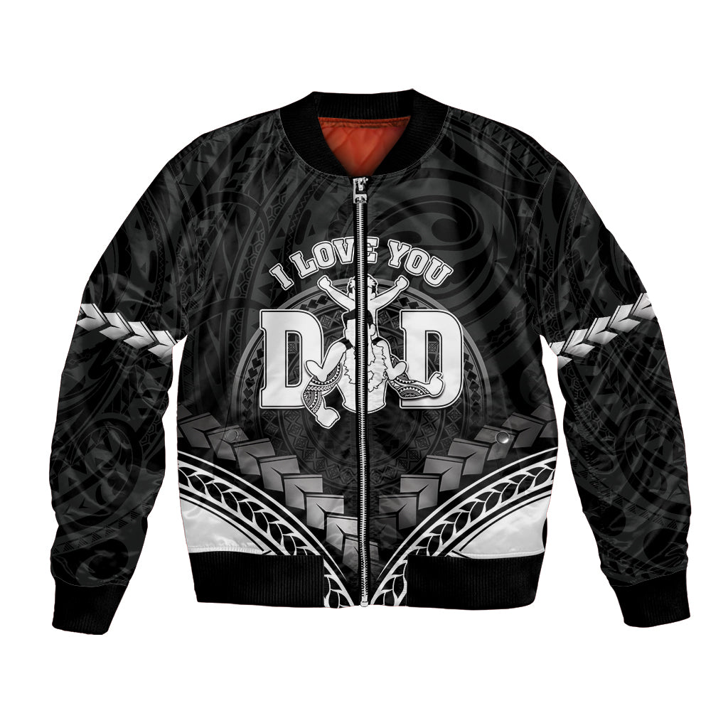 Personalised Happy Father's Day Bomber Jacket I Love You Dad Polynesian Style