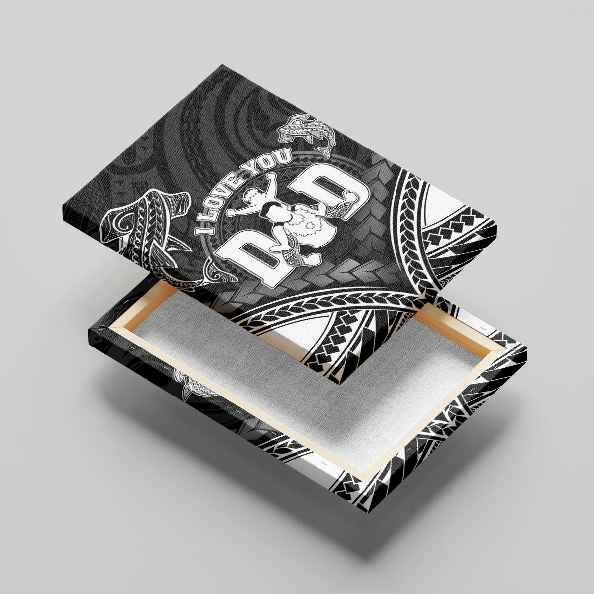 Happy Father's Day Canvas Wall Art I Love You Dad Polynesian Style