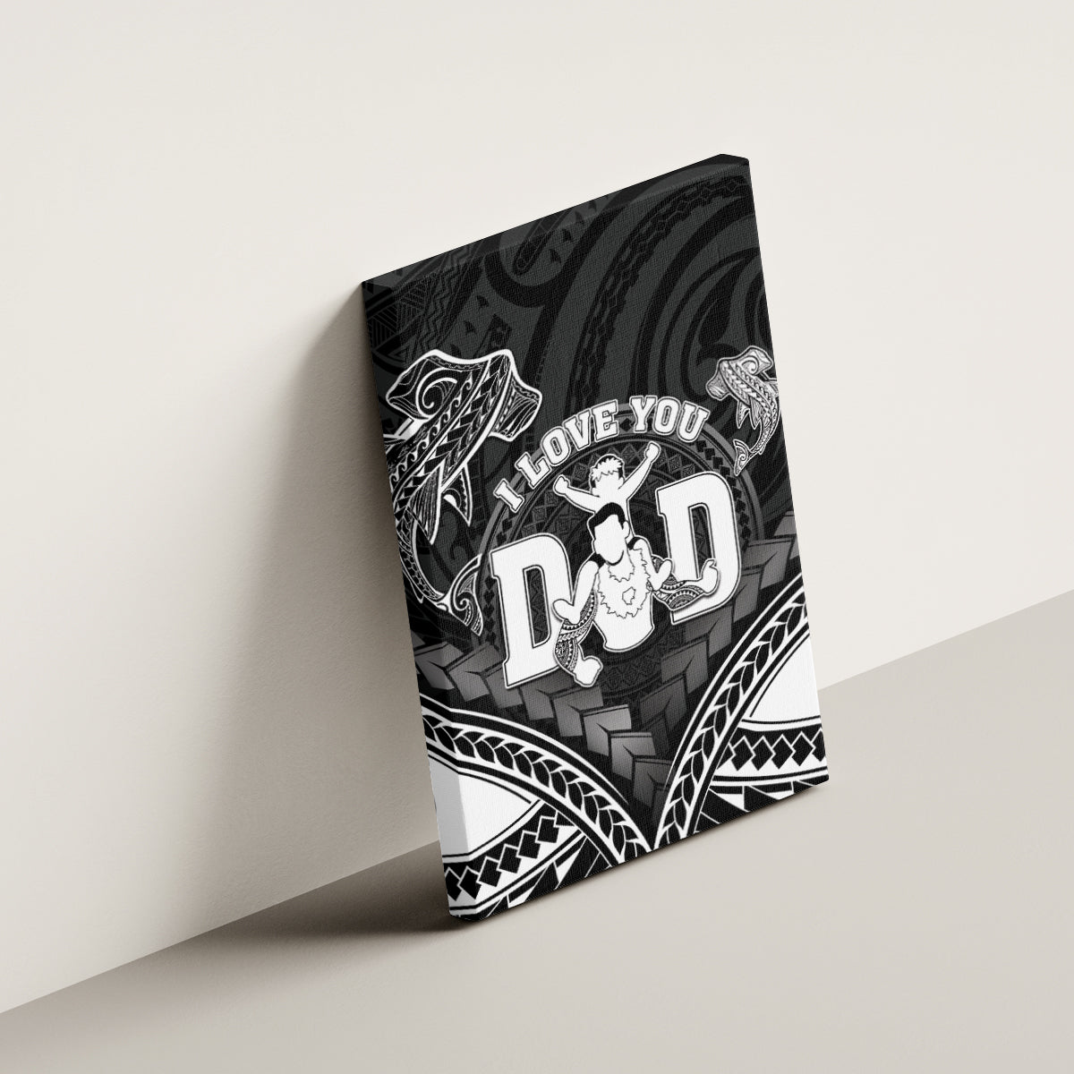 Happy Father's Day Canvas Wall Art I Love You Dad Polynesian Style