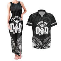 Personalised Happy Father's Day Couples Matching Tank Maxi Dress and Hawaiian Shirt I Love You Dad Polynesian Style