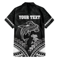 Personalised Happy Father's Day Family Matching Off The Shoulder Long Sleeve Dress and Hawaiian Shirt I Love You Dad Polynesian Style