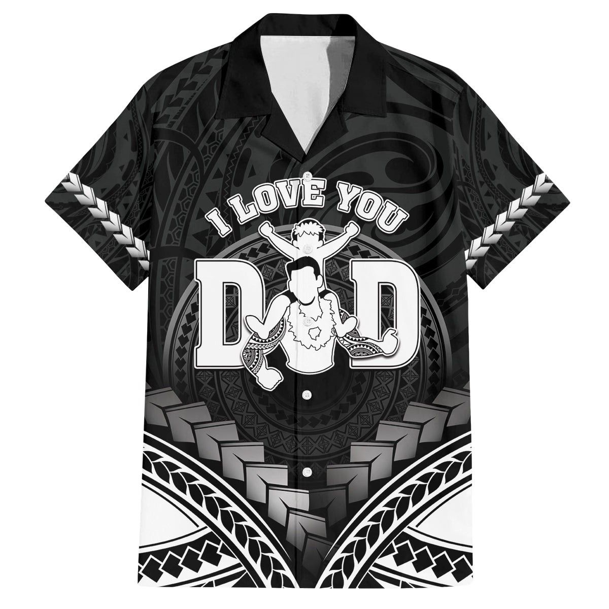Personalised Happy Father's Day Family Matching Puletasi and Hawaiian Shirt I Love You Dad Polynesian Style
