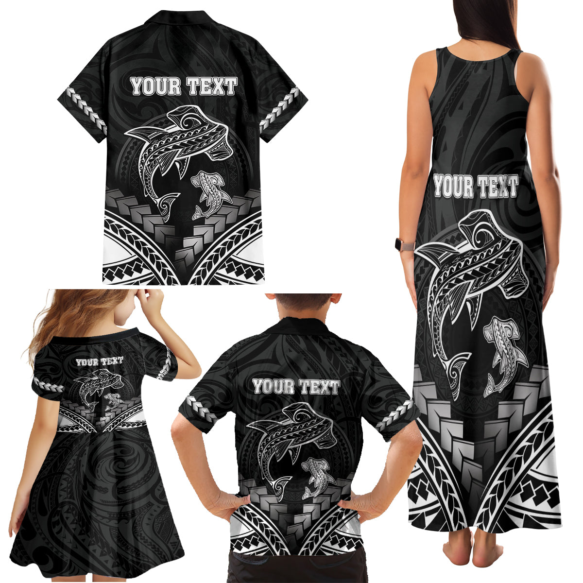 Personalised Happy Father's Day Family Matching Tank Maxi Dress and Hawaiian Shirt I Love You Dad Polynesian Style