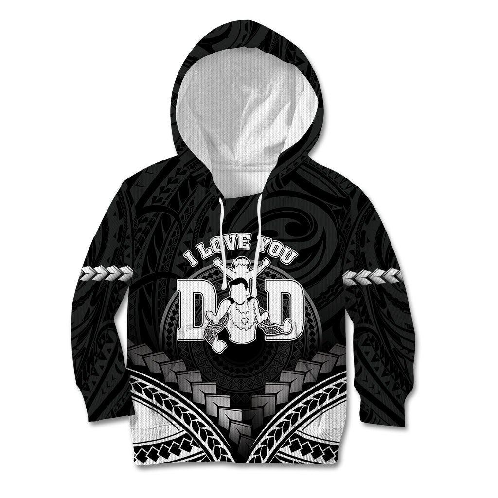 Personalised Happy Father's Day Kid Hoodie I Love You Dad Polynesian Style LT05 Hoodie Black - Polynesian Pride